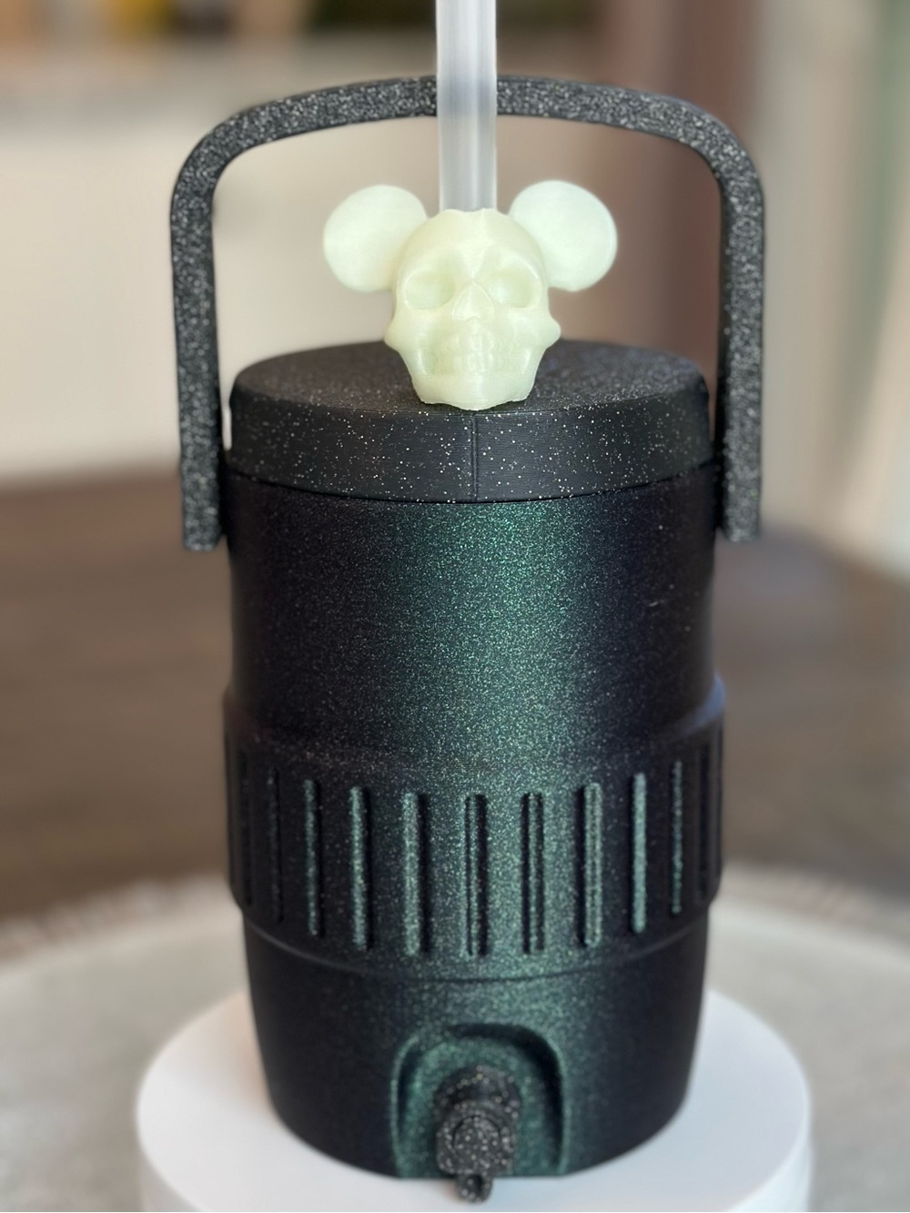 Disney Themed Soda Can Cooler with Glow-in-the-dark Mickey Skull Straw Topper - Picture 4 of 6